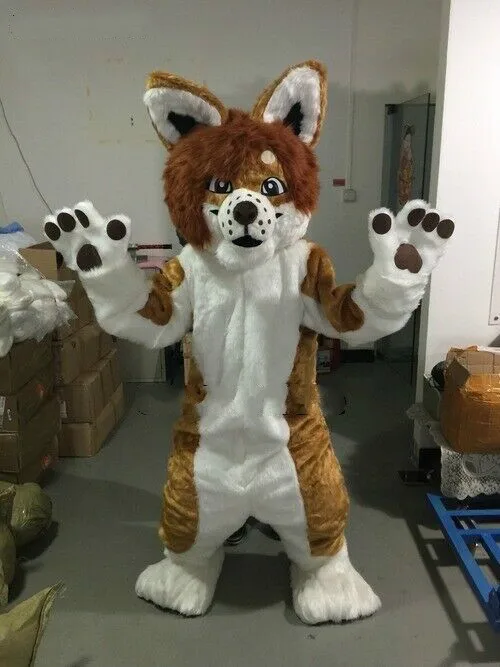 Роскошный длинный меховой костюм собаки искусственный животного талисман для