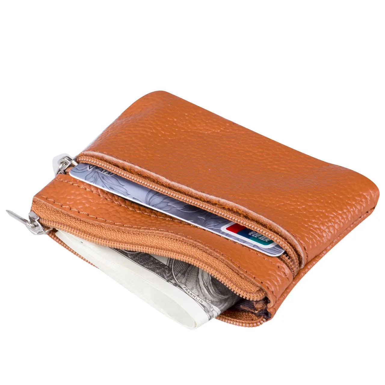 

Soft Men Card Coin Key Holder Zipper Purse Leather Wallet Pouch Change Bag USA