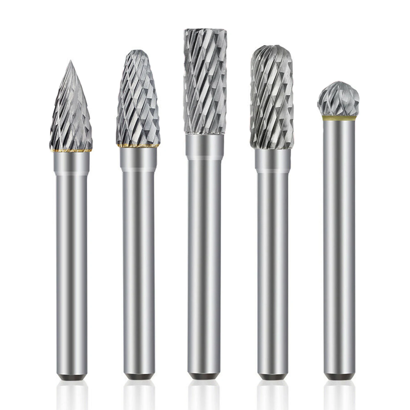 

5Pcs Burr Bit Double Cut Tungsten Carbide Burrs 8mm Rotary Burr Set 1/4 Inch Shank Die Grinder Bit For Die Rotary Grinders