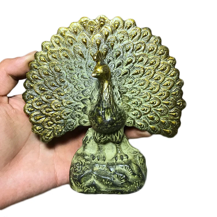 

LAOJUNLU Imitation Antique Copper Peacock Rich And Full House Peacock Flaunting Its Tail Protection Family Nafu Home, small