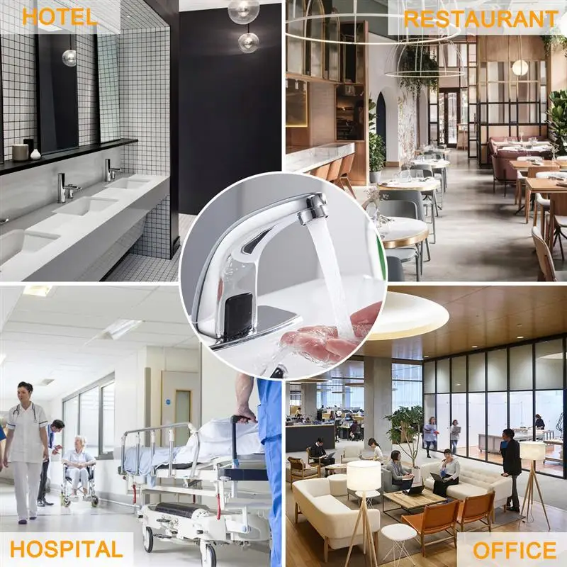 

Automatic Sensor Tap Bathroom Basin Sink Cold Water Tap Battery Electric Water Saver