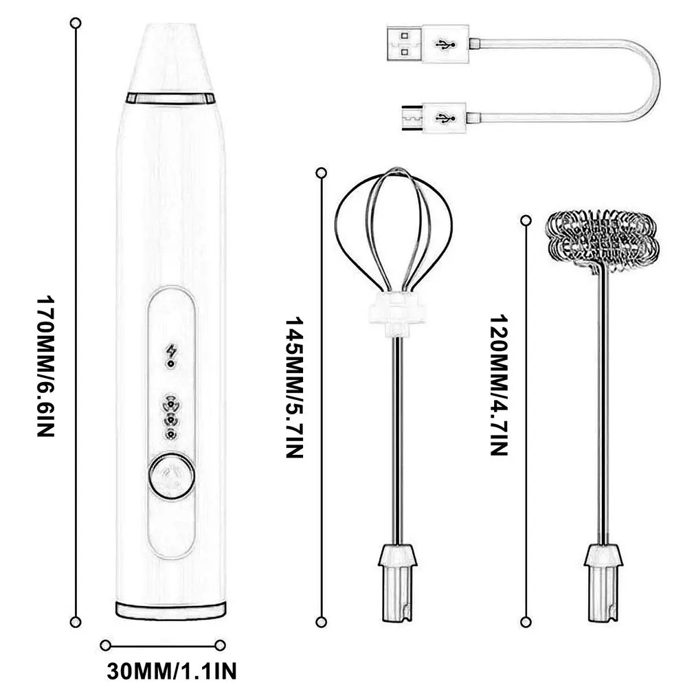 

3-speed Electric Egg Beater Kitchen Tools Rechargeable Coffee Mixer Handhold Milk Shaker Maker Frother Foamer Mixer Food Mixer