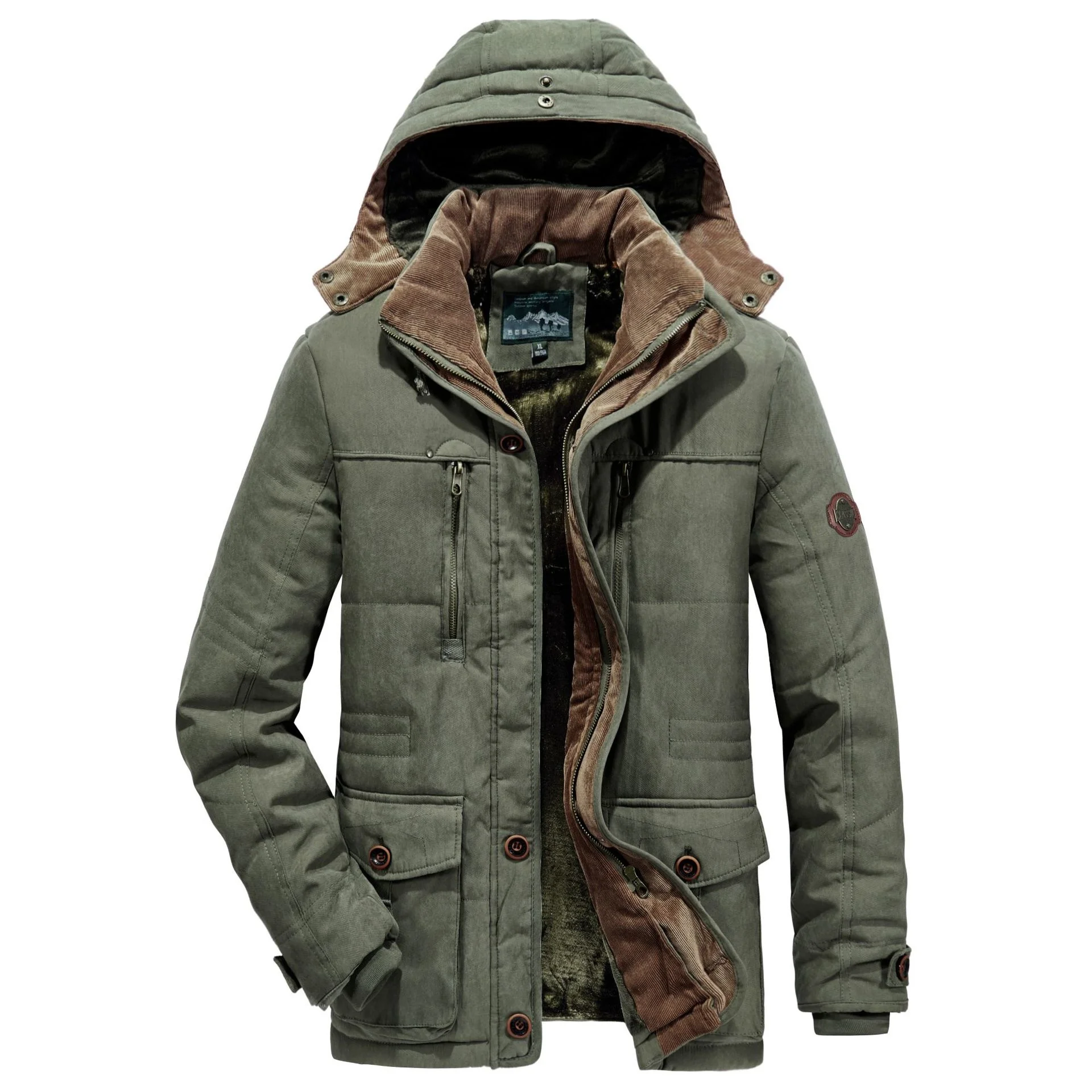 Новая мужская зимняя куртка с меховым воротником и капюшоном мужские куртки