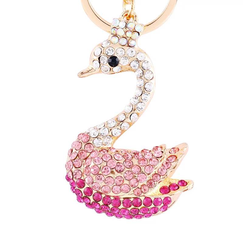 XDPQQ Fashion Jewelry Peacock Keychain Series Car Bag Pendant Rhinestone Swan Alloy Flamingo Key Ring Female | Украшения и