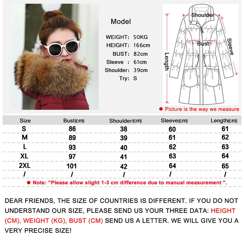 

2021 New Winter Coat Women Winter Jacket Womens Parkas Gloves warm detachable fur collar detachable hat Slim fit Outwear