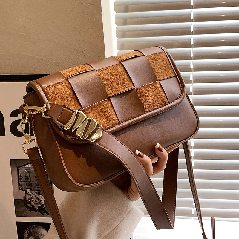 

Плетеная квадратная сумка для подмышек, новинка зимы 2021, Высококачественная женская дизайнерская сумка из искусственной кожи, роскошная бр...