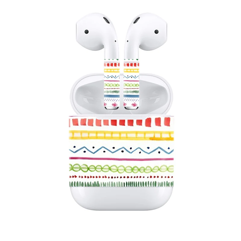 2 шт./лот чистый цвет дизайн для AirPods наклейка съемный клей декоративная кожи airpods