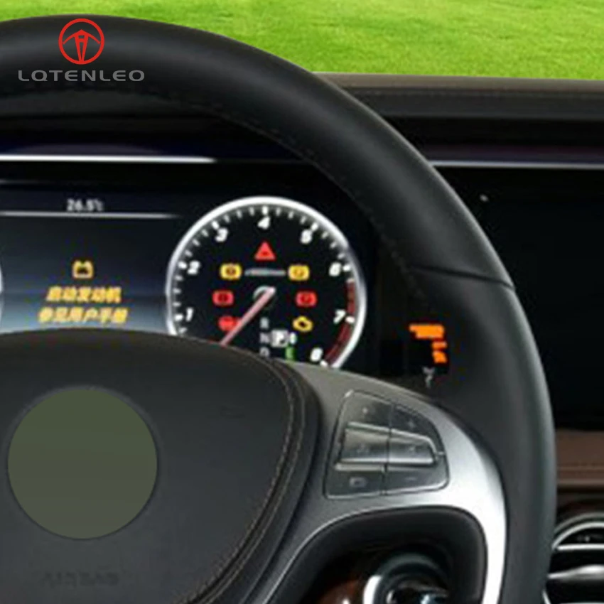 Прошитая вручную черная Автомобильная Оплетка на руль LQTENLEO из натуральной кожи