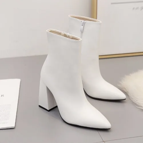 

Root high heel pointed boots Women's Shoes 19 Winter plain face all-match