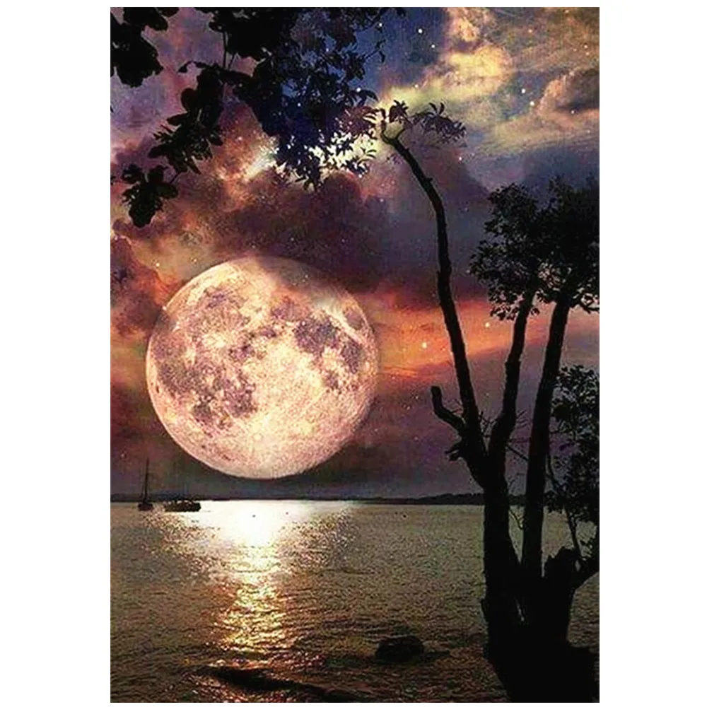Алмазная 5d картина с полными стразами новый пейзаж полная луна мозаика для