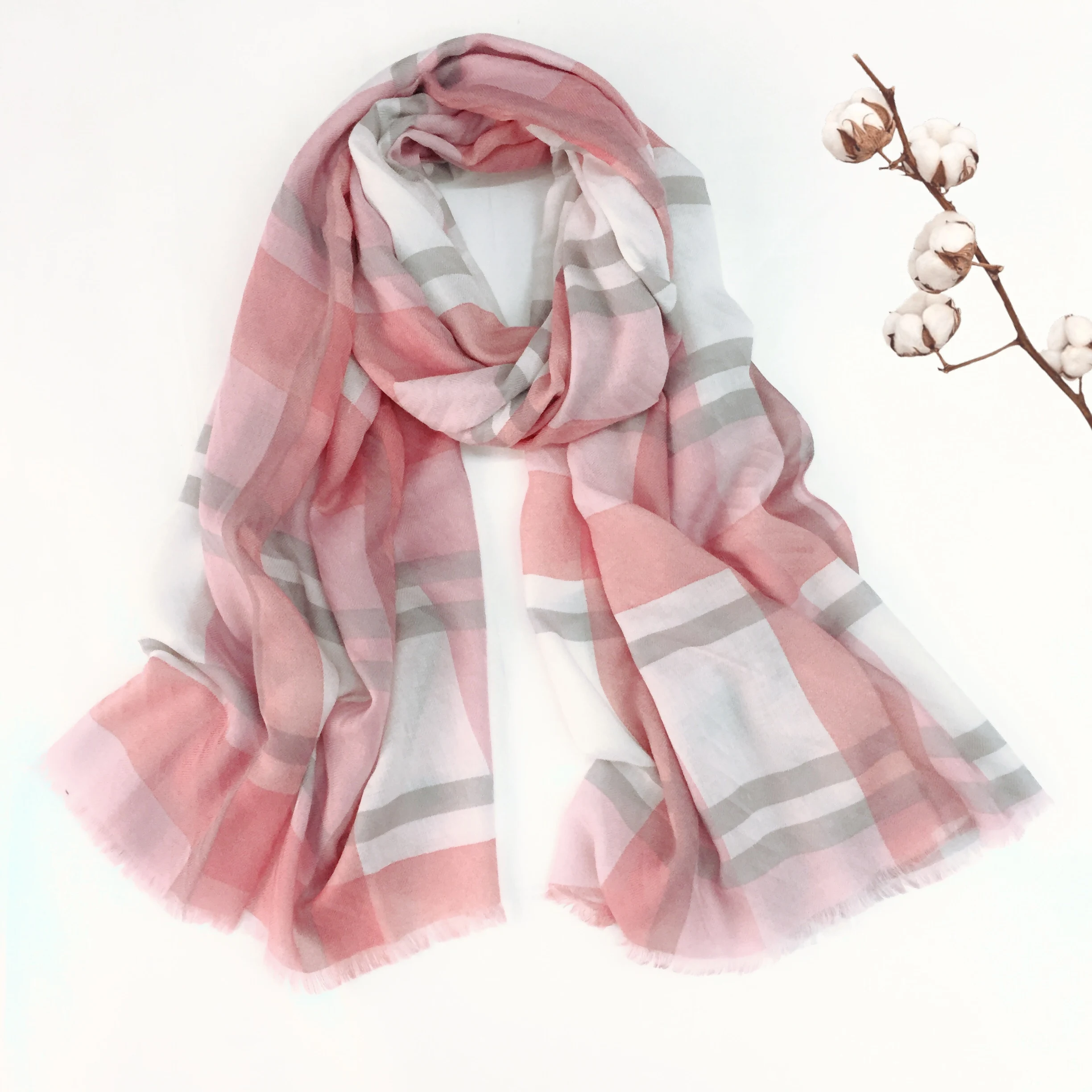 

Шарф женский, хлопковый, в клетку, мягкий, 10 шт./лот, 7 видов цветов