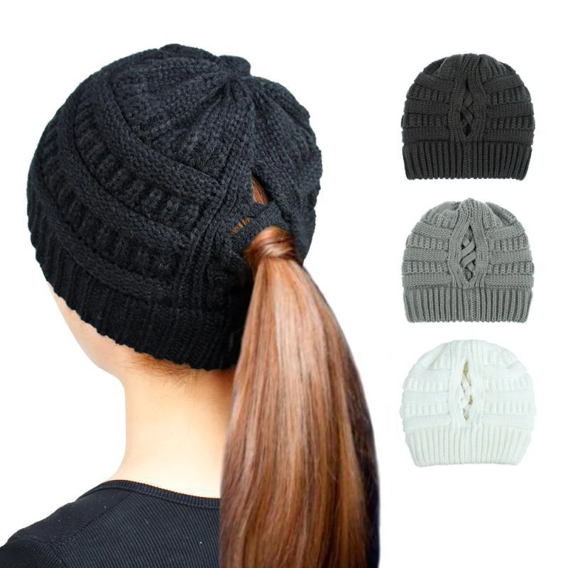 

2020 Autumn Winter Cross Net Knitted Wool Hat Dome Elastic Outdoor Fashion Warm Beanies Hats Women Girls Solid Cover Head Cap