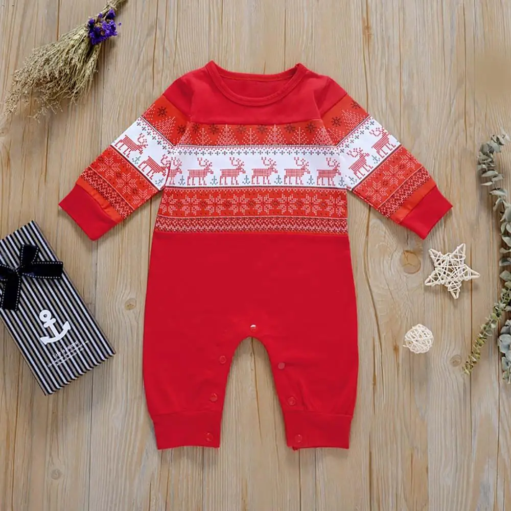 Рождественская Одежда для новорожденных Pudcoco комбинезон с рождественским оленем