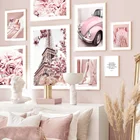 Розовый цветок духи каблуки Парижская башня Ретро Автомобиль Велосипед стены искусства холст картины плакаты и принты картинки для декора гостиной