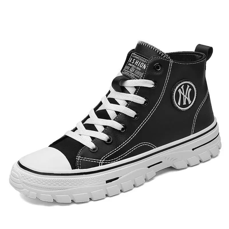 

High-top Mens Casual Shoes Fashion Men Tennis White Breathable Sneaker Male Leather Trainers Skateboard Trend Tides Canvas Shoes