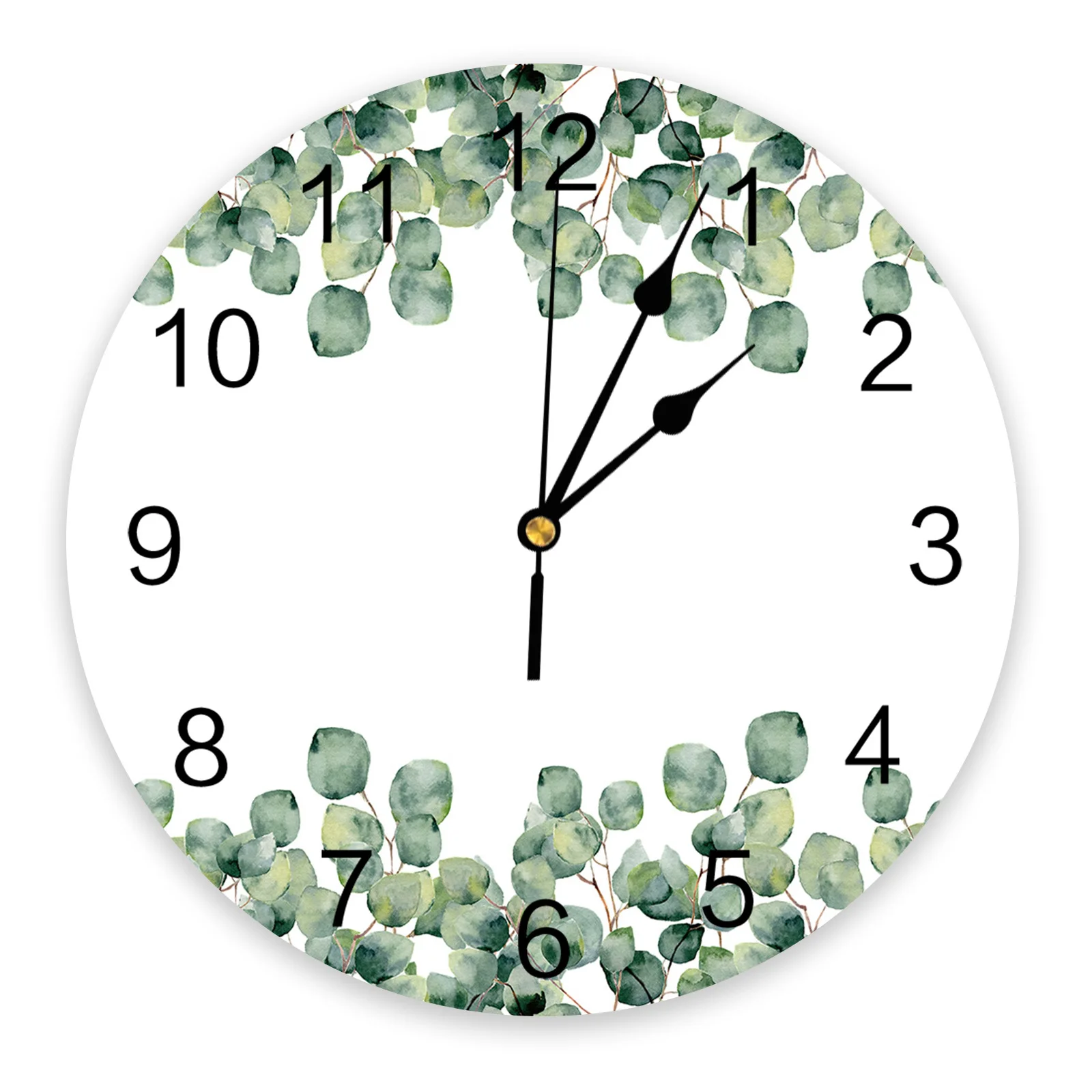 

Tropical Plants Eucalyptus Leaves Wall Clock Bedroom Silent Wall Digital Clock Living Room Decor Wall Clock Modern Design