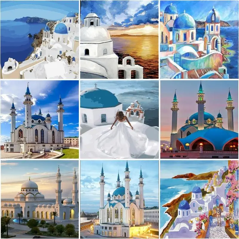 

Gatyztory Painting By Numbers Kits For Adults Children 60x75cm Framed Lakes Mountain Landscape Picture By Number Home Decor Art