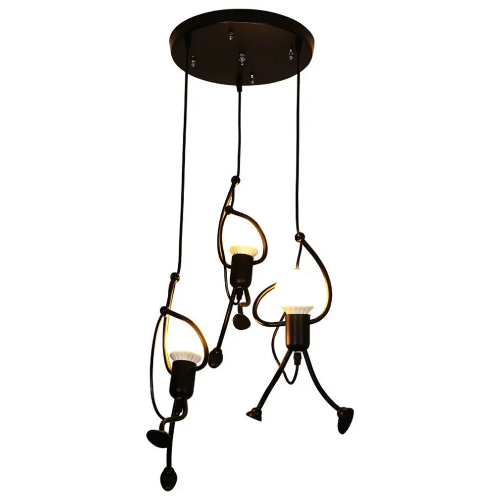 

Iron Little Man Chandelier Cartoon Doll Chandelier Swing Villain Chandelier Led Ceiling Lamp Home Living Room Decoration