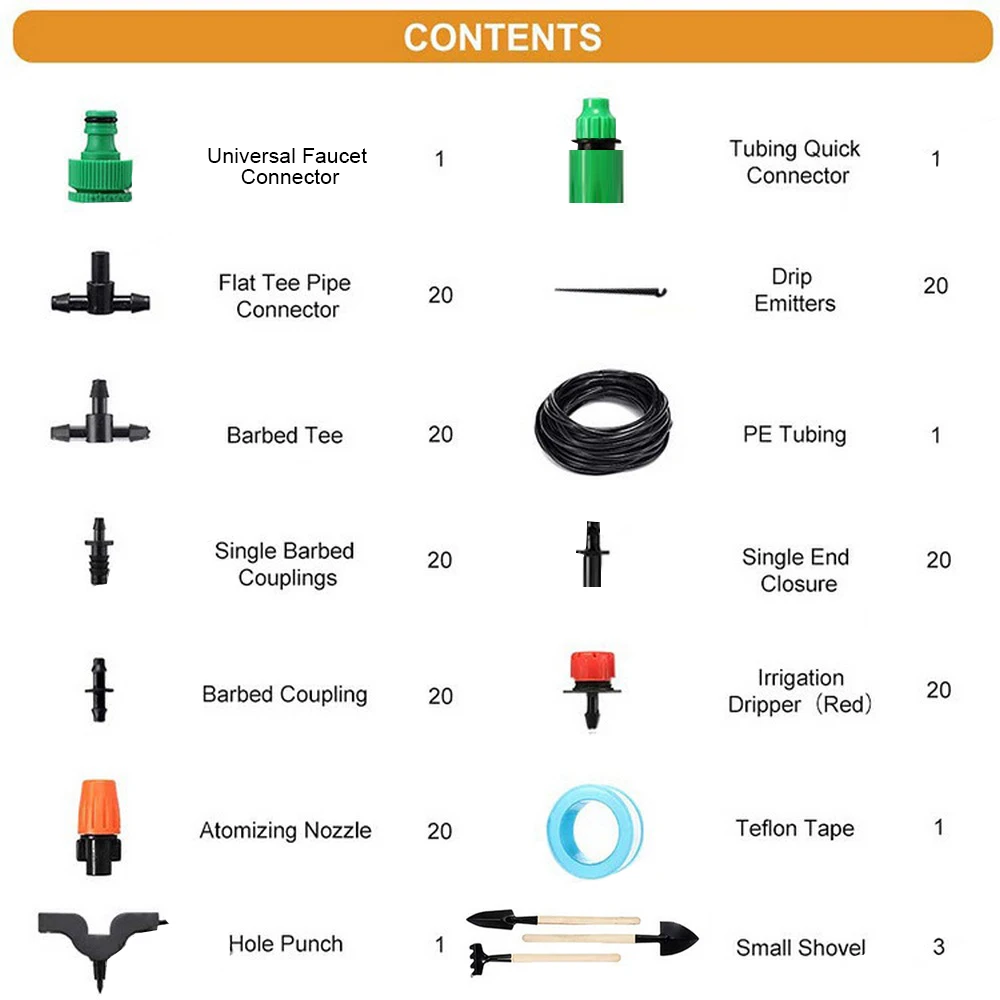 

14M/40M Automatic Garden Watering System Kit Adjustable Drip Irrigation Micro Drip Mist Spray Cooling Garden Hose Mist Set