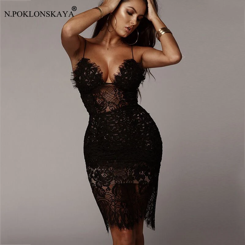 Открытое кружевное платье сексуальный v образный вырез вечерние для женщин