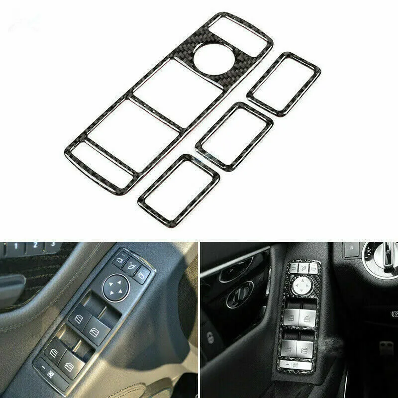 

Panel CarWindow Lift Button Cover Real Carbon Fiber Left Hand Drive 1 Set