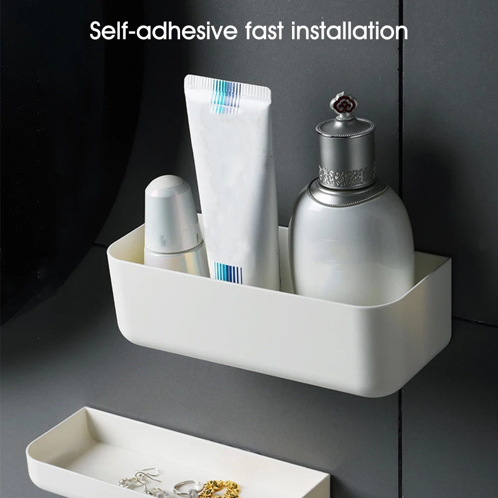 

Shower Caddy Self-Adhesive Bathroom Organizer Wall-Mounted Remote Holder No Drilling Kitchen Bathroom Storage Organizer