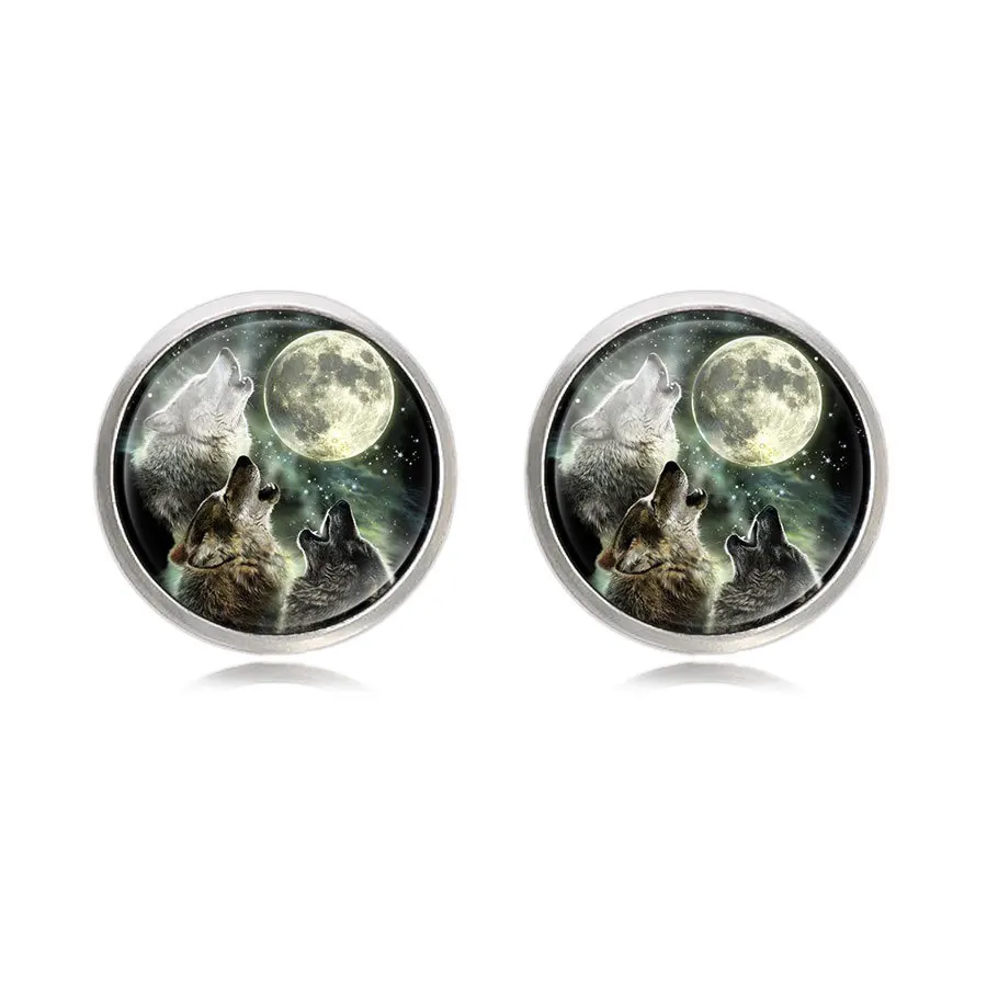 Стимпанк запонки с изображением волков мужские панк черные плетеные ювелирные