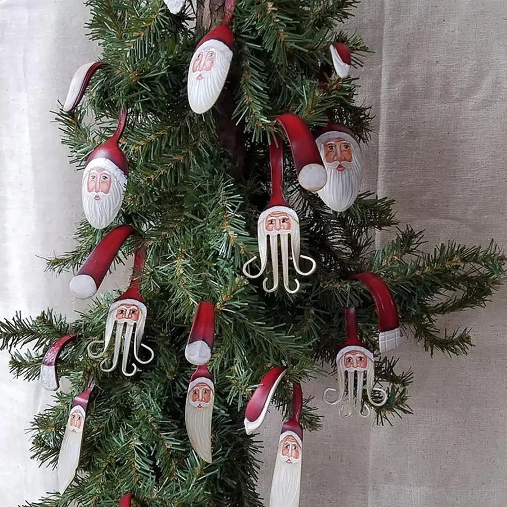 

Старомодные рождественские украшения, рождественские украшения в форме головы Санта-Клауса для рождественской елки, прочные и крепкие Un