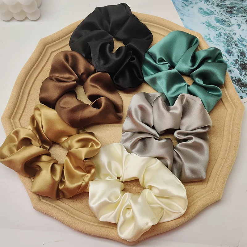 

Однотонные большие резинки для волос, резинки для волос из 100% чистого шелка, женские эластичные резинки для волос, держатели для хвоста для ...