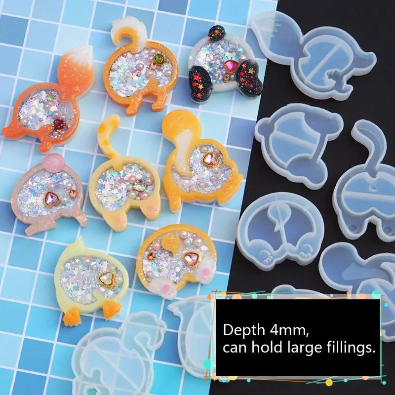 

Cat Dog Duck Panada Butt Quicksand Pendant Mold Animals Hip Resin Keychain Silicone Epoxy Resin Mold Jewelry Making Tool
