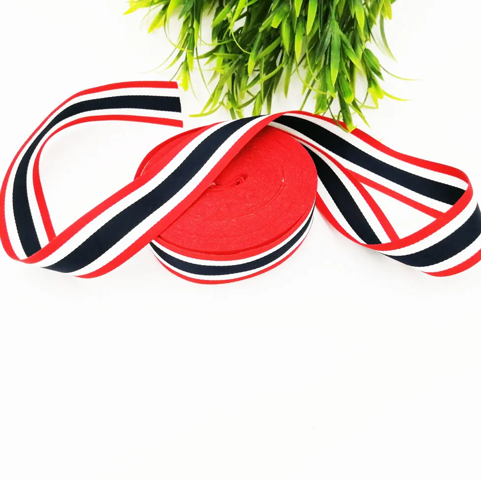 

5M/lot red white blue strips 3cm width backpack accessories lace canvas straps polyester DIY sewing stain ribbon accessories