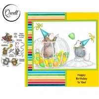 qwell animal mice friends birthday celebration 46 inch clear silicone stamps diy scrapbooking craft paper cards 2020 new
