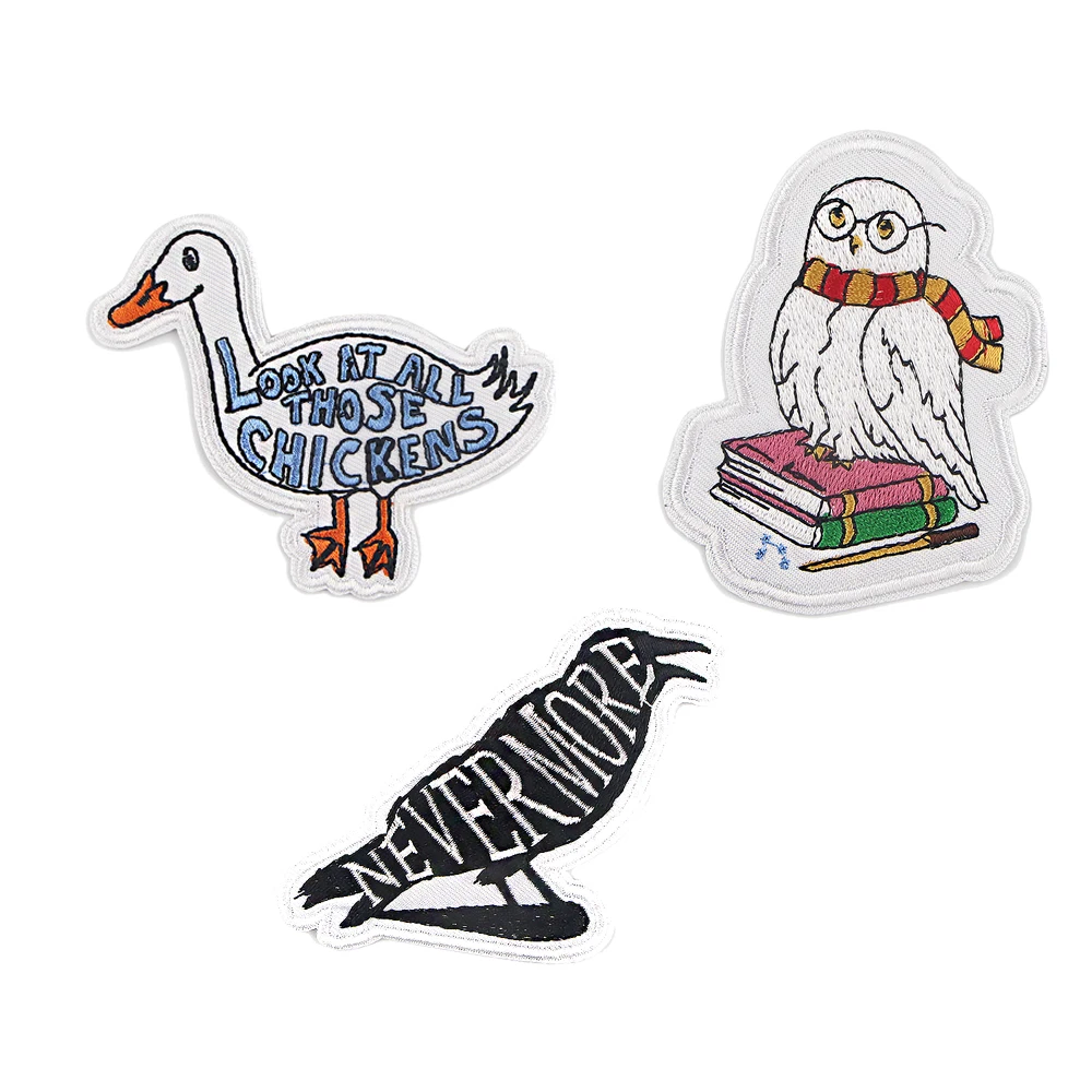 

ZF1328 1pcs Owl Crow Duck Sticker For Clothing Applications Patches On Clothes Iron Embroidered Patch For Backpack Badge