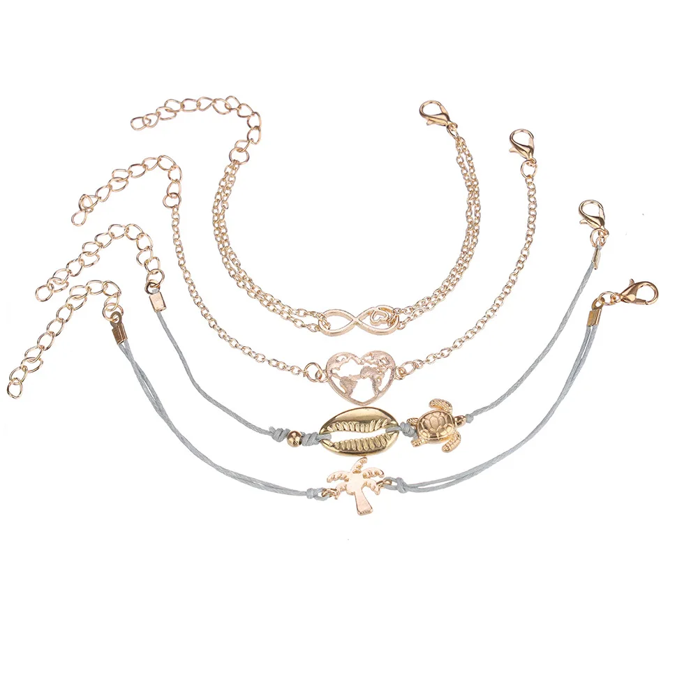 4 шт./компл. простые цифровые карта мира панцирь черепахи ручной браслет браслеты