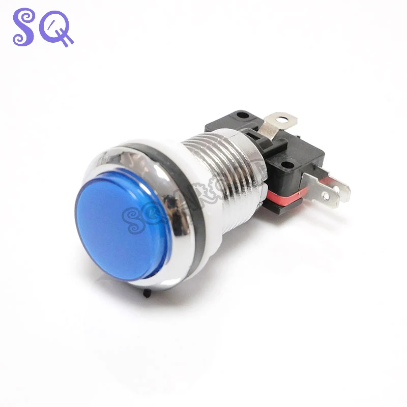 Хромированная светодиодная аркадная Кнопка 12 В с микропереключателем 1 шт.