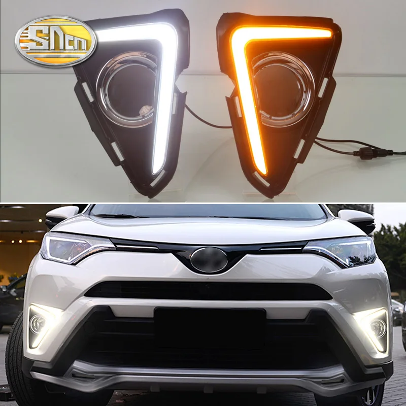 Для Toyota RAV4 2016 2017 Желтый поворотный сигнал Водонепроницаемый ABS 12V автомобильный DRL