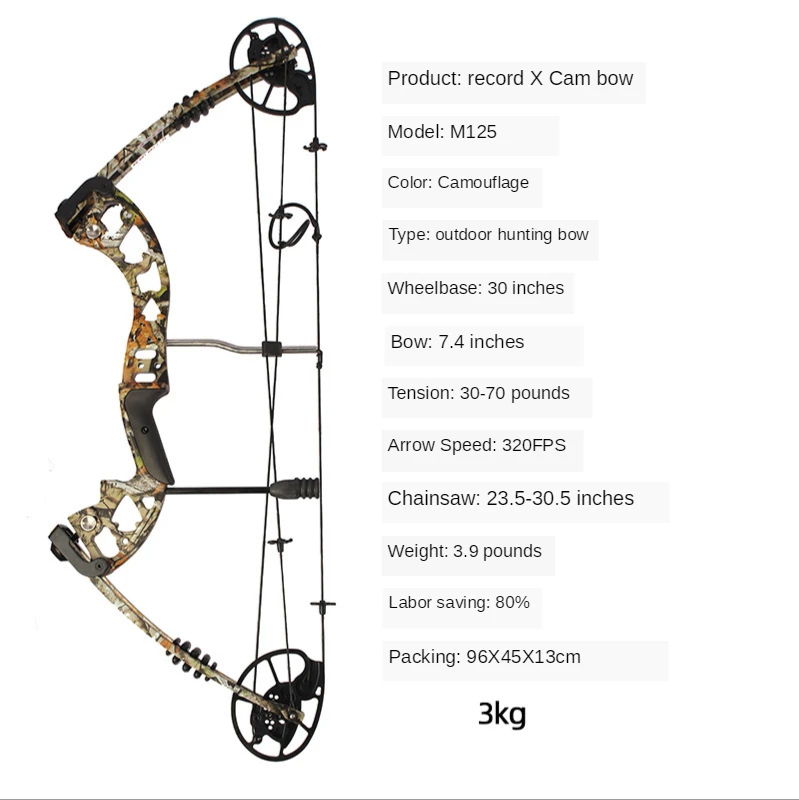 

Junxing M125 30-70 Lbs Adjustable Compound Bow Set, With Bow And Arrow Accessories, Used For Outdoor Archery Shooting Competitio