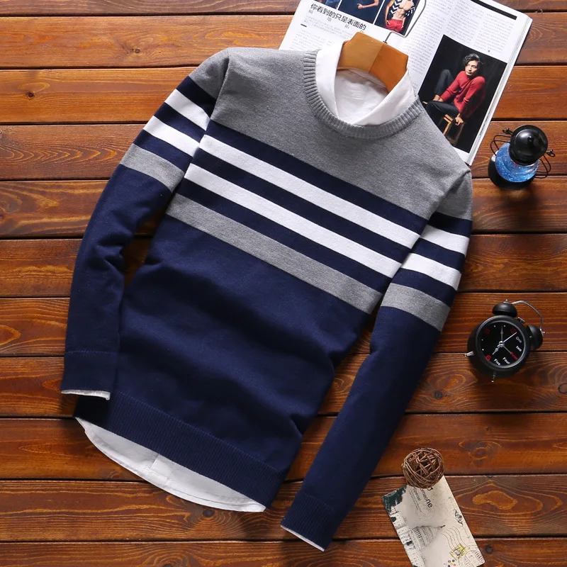 

2020 Men's Sweaters Male Knitwear sweater warm patchwork Round Collar clothing cotton casual wool pullovers