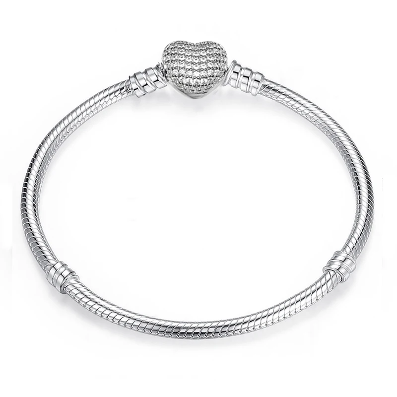 Блестящие браслеты шармы с Минни в стиле ретро серебряный цвет цепочка змея