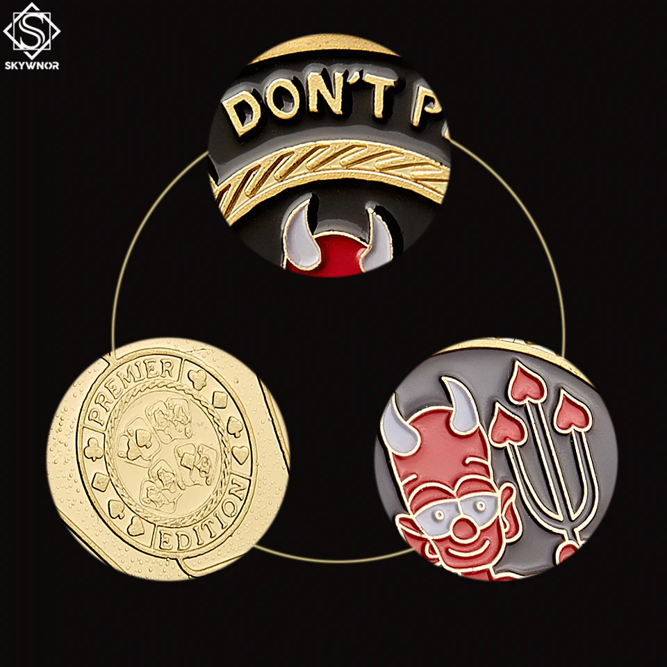 5PCS Gold Poker Card Guard Chip Don't Play with The Devil&quot Casino Collectible With Coin Capsule | Дом и сад