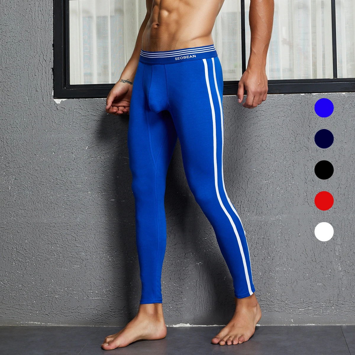 Free Shipping Men's Cotton Colorful Thermal Underwear Long John solid cotton Underpants Leggings Tights 5 Colors Choice
