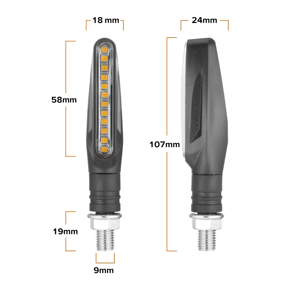 

2/4PCS Universal LED Motorcycle Turn Signal Sequential Amber Flowing Water Flashing Indicators Rear Lights Moto Accessories