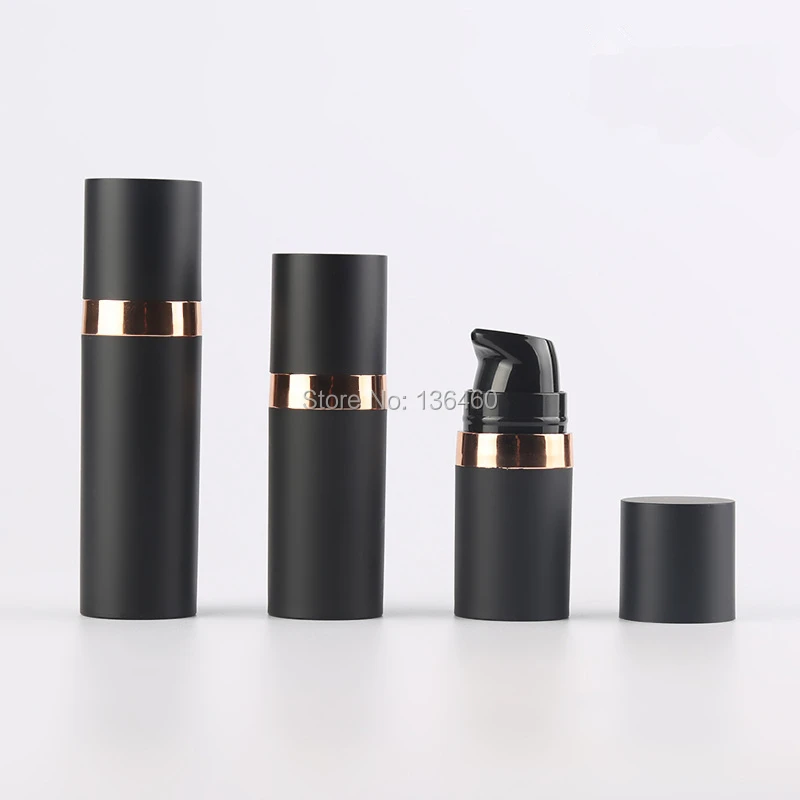 Матовая матовая черная бутылка с насосом безвоздушный дозатор для крема и