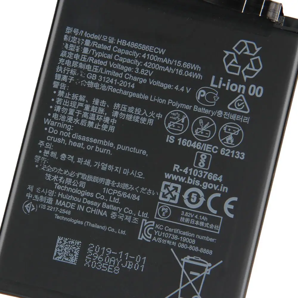 

Original Replacement Phone Battery HB486586ECW For Huawei Mate30 TAS-AN00 Mate 30 V30 Nova 6 Nova6 SE Batteries 4200mAh