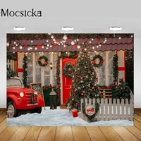 mocsicka christmas backdrop sweet home snowy christmas tree light photograph background for photo studio baby portrait photocall