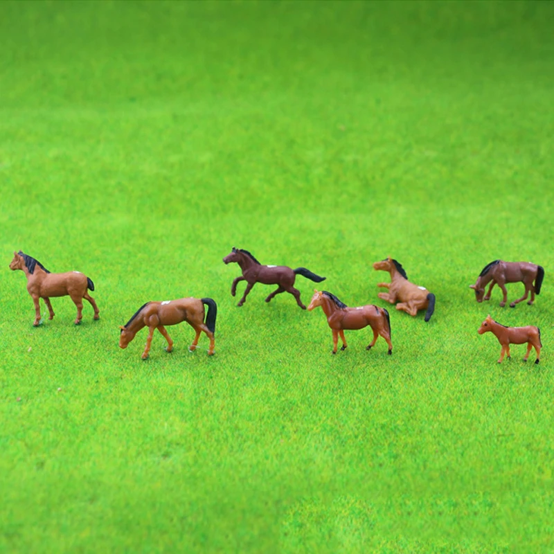 

5PCS HO N Scale Animals Model Horse Cow Painted Model Farm Sand Table Material Train Layout 1/87/150
