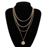 multi layer simple chain angel coins pendant necklace for women punk hiphop long necklace vintage boho neck jewelry gift