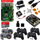 Микрокомпьютер Raspberry Pi 4 Model B, оперативная память 2 ГБ 4 ГБ 8 ГБ, акриловый чехол, геймпад, карта питания, вентилятор охлаждения, кабель