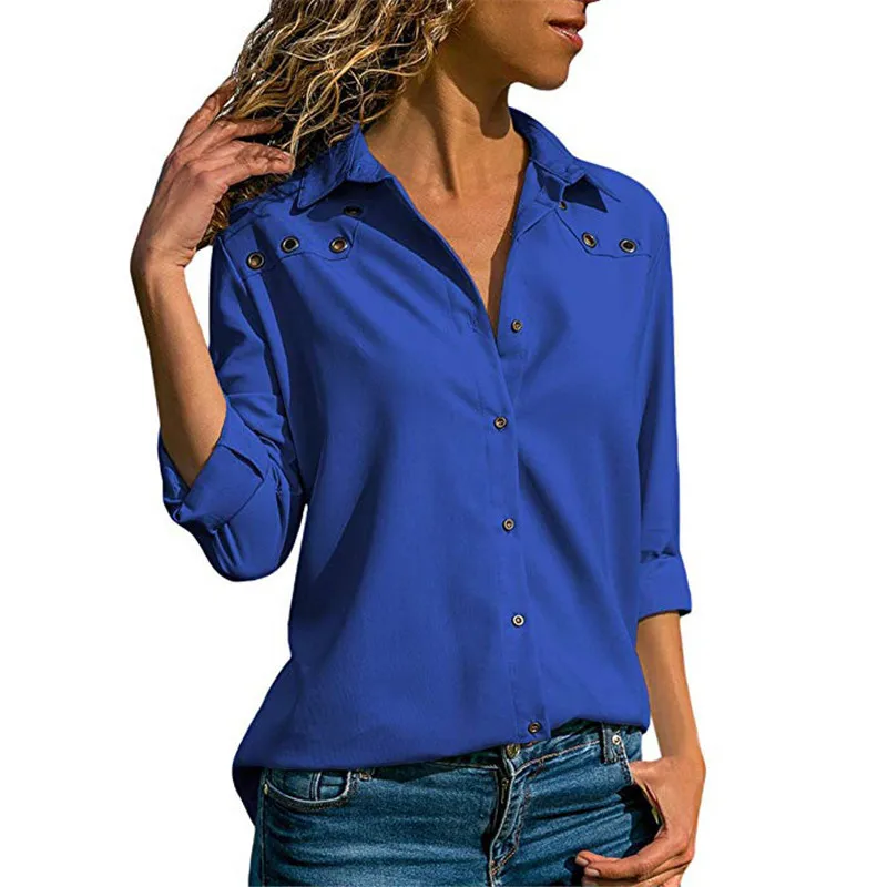 

Women Tops Blouses Spring Elegant Long Sleeve Blouse Shirt Turn Down Collar chiffon blouse Office Shirts Blusas Camisa -CH31
