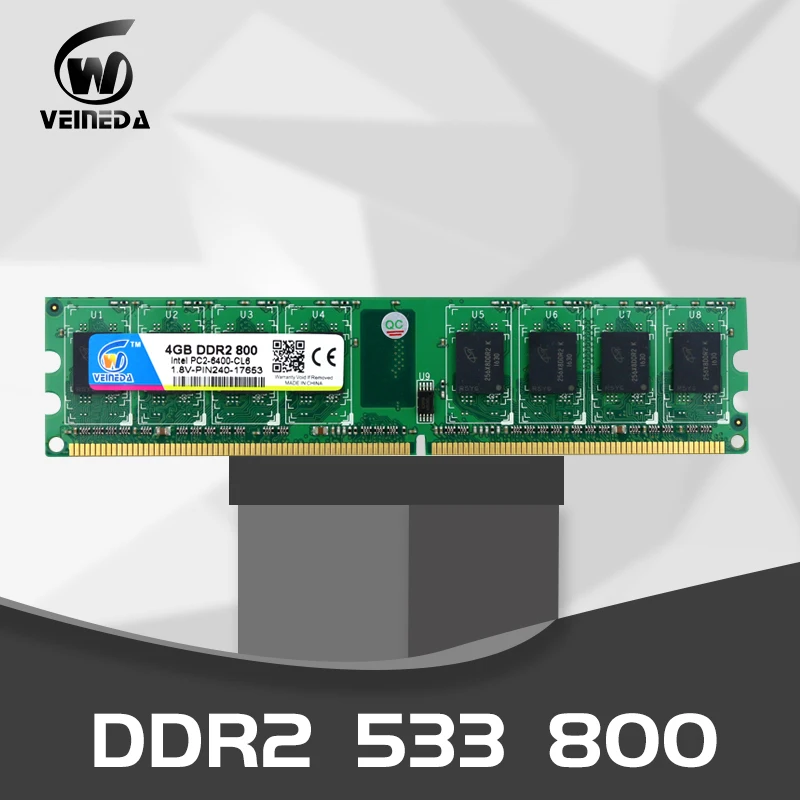 Настольная оперативная память VEINEDA ddr2 1 Гб 2 ГБ 4 533 дюйма 667 800HMz PC2 6400 ddr 240pin для AMD